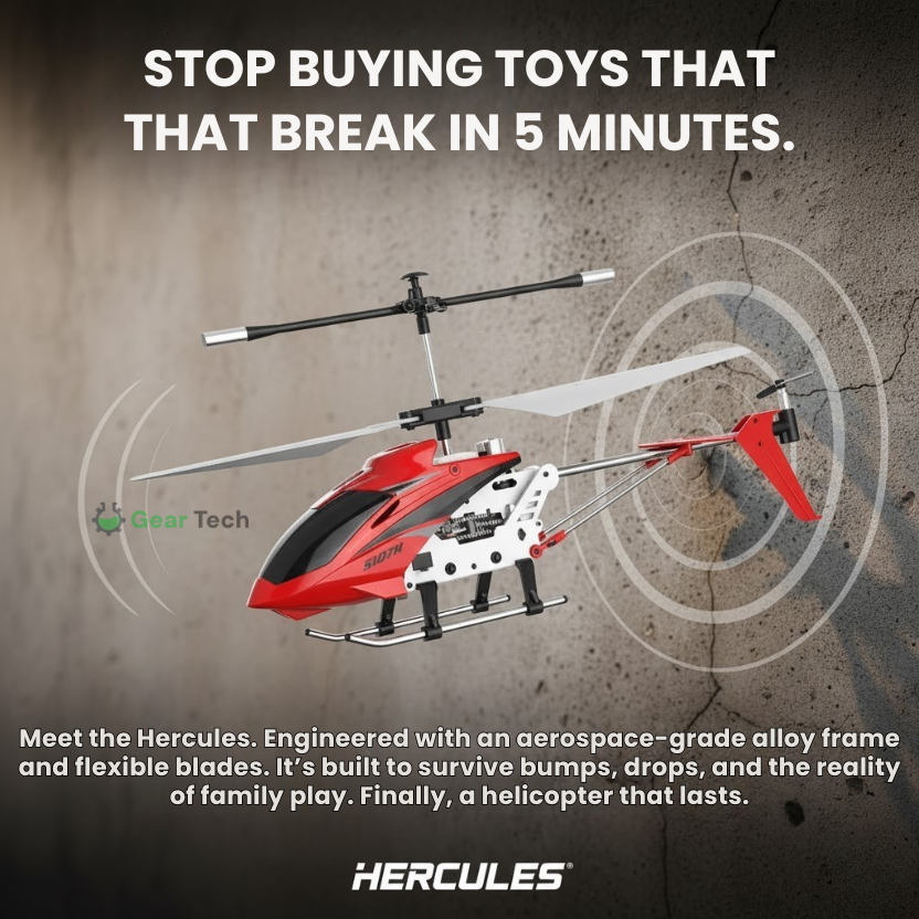 Hercules Unbreakable 3.5CH RC Helicopter Mini RC Helicopter with Gyro Crimson